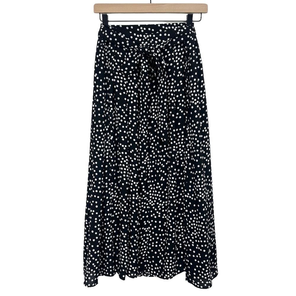 Talbots Dot Button Front Midi Skirt Size 10 Tie Waist Classic Office Career - Picture 2 of 8